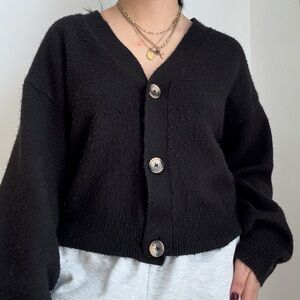 H&M Classic Black Button-Up Cardigan